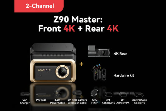 DDPAI Z90Master Dashcam Double Caméra 4K HDR – Capteur Sony STARVIS 2 IMX678, ADAS & WiFi 5GHz