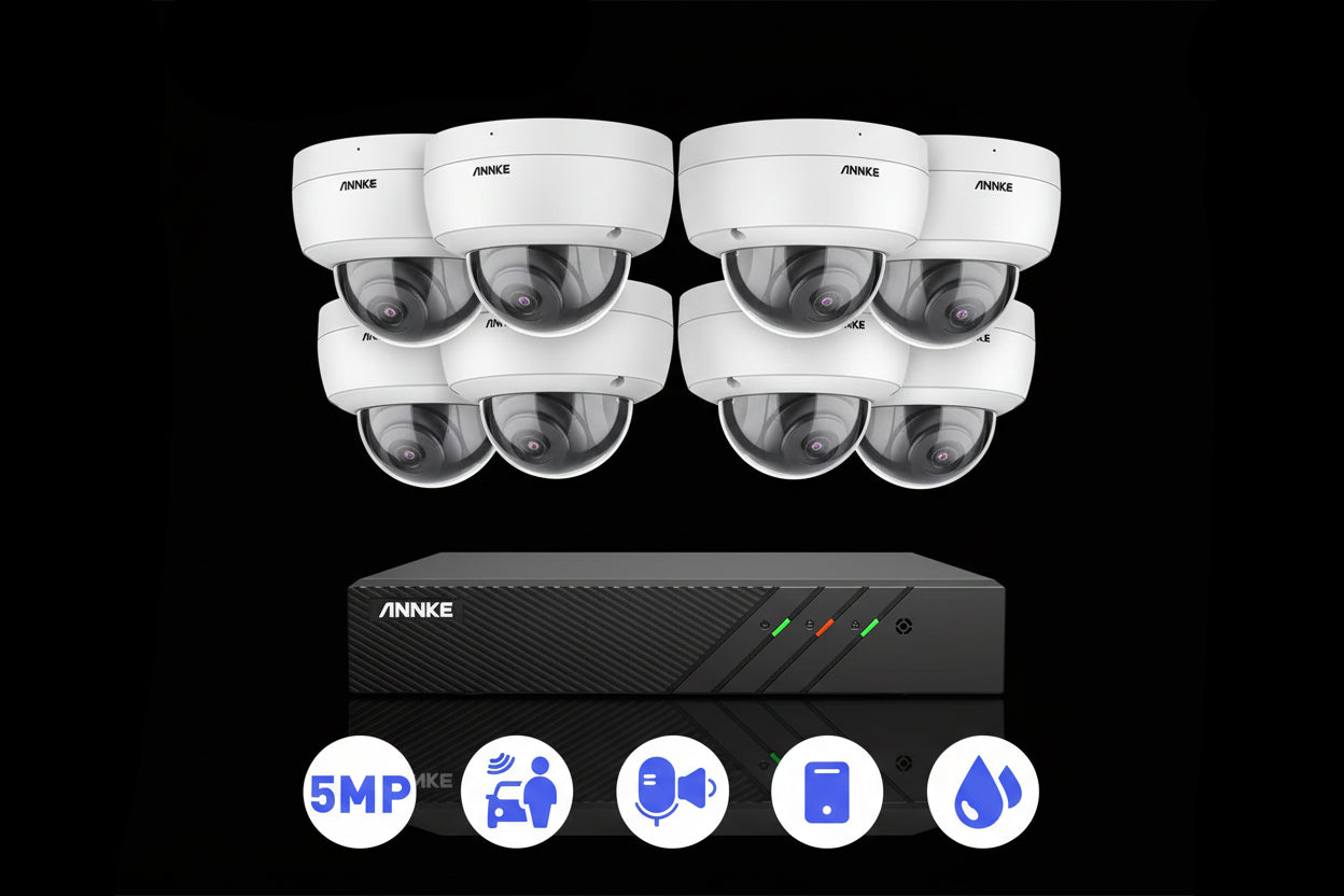 Système Surveillance ANNKE 8 Caméras POE 5MP - NVR 6MP Audio 4To
