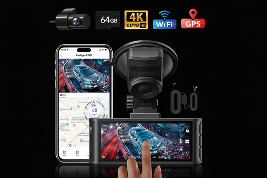 REDTIGER Dashcam 4K - Caméra Embarquée Avant/Arrière WiFi GPS Tactile