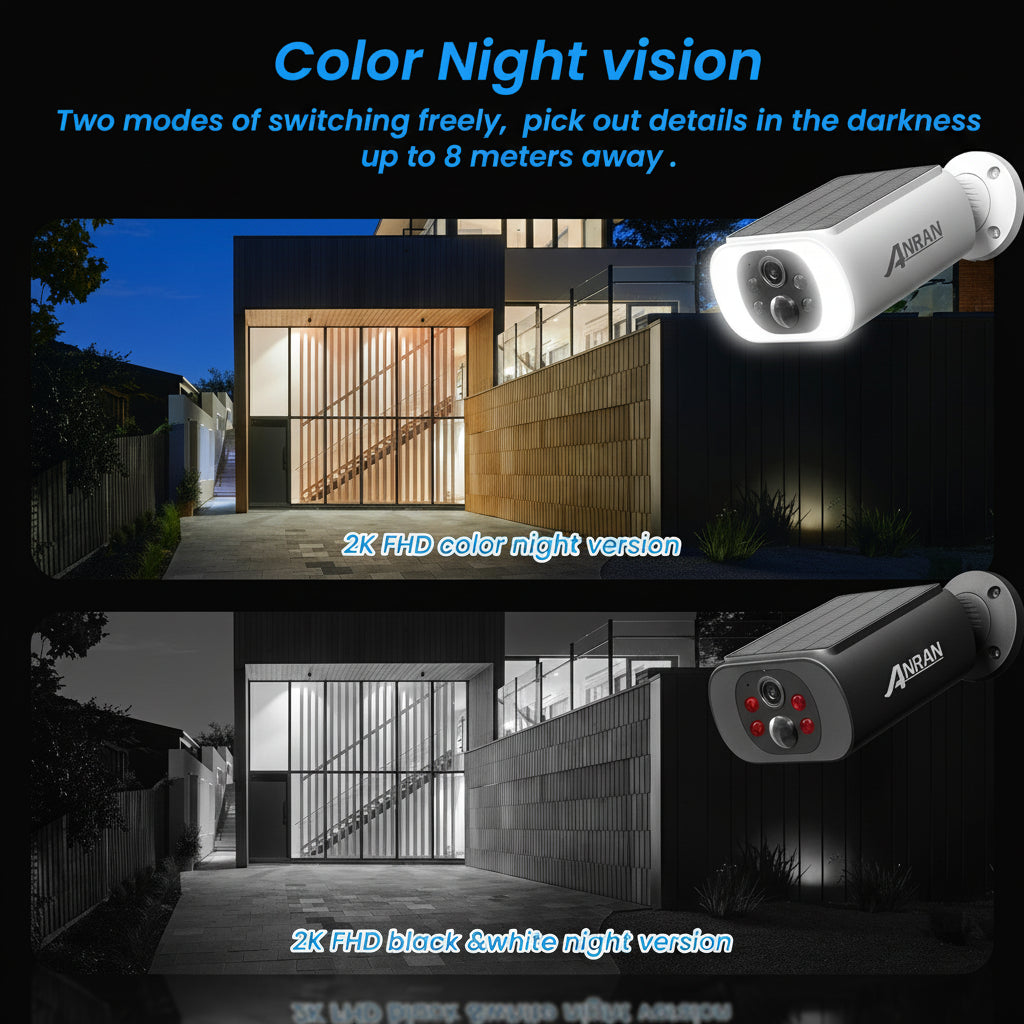 Pack 4 Caméras Solaires ANRAN 2K WiFi Projecteur Vision Nocturne
