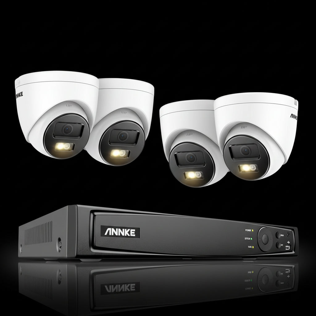 Système de Vidéosurveillance ANNKE 12MP Double Éclairage -disque dur 2T– NVR 8CH POE + 4 Caméras IP avec Micro Intégré