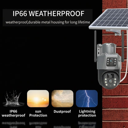 Caméra Solaire PTZ 4MP WiFi/4G Double Objectif Détection PIR Audio