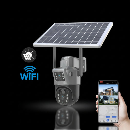 Caméra Solaire PTZ 4MP WiFi/4G Double Objectif Détection PIR Audio