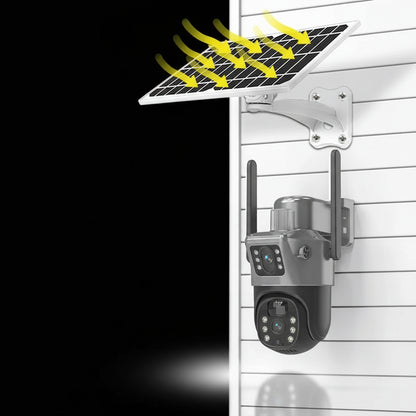 Caméra Solaire PTZ 4MP WiFi/4G Double Objectif Détection PIR Audio