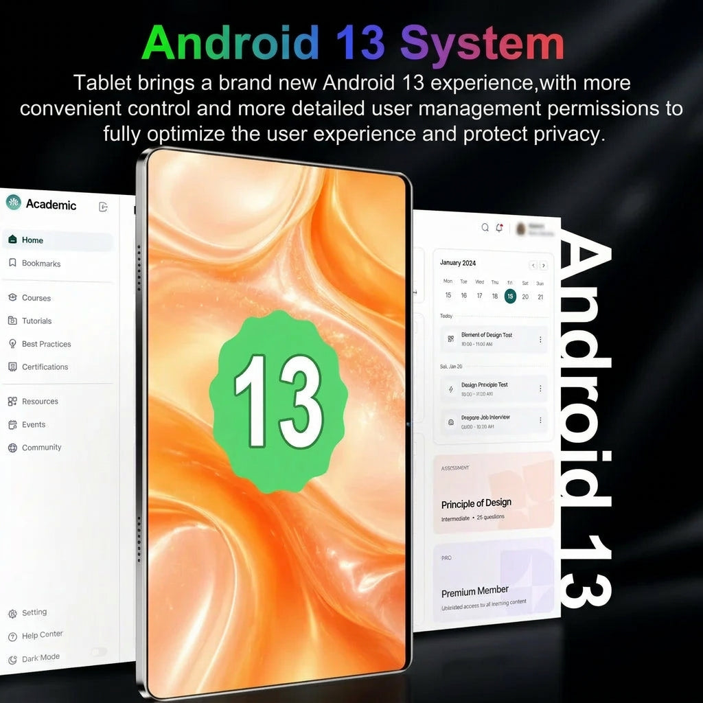 Tablette Android 13 – Écran IPS 10,36″, Wi-Fi – Noir