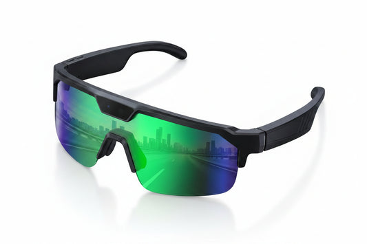 GUHUAVMI Q01 — Lunettes Connectées IA | Caméra 1080P, Audio Stéréo & Assistant Vocal — Vert Forêt Aurora