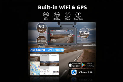 Dashcam 4K WiFi GPS E-ACE – Caméra Voiture Avant/Arrière, Vision Nocturne, Parking 24h