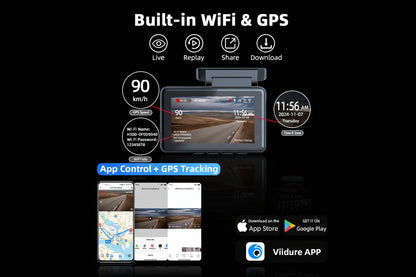 Dashcam 4K WiFi GPS E-ACE – Caméra Voiture Avant/Arrière, Vision Nocturne, Parking 24h
