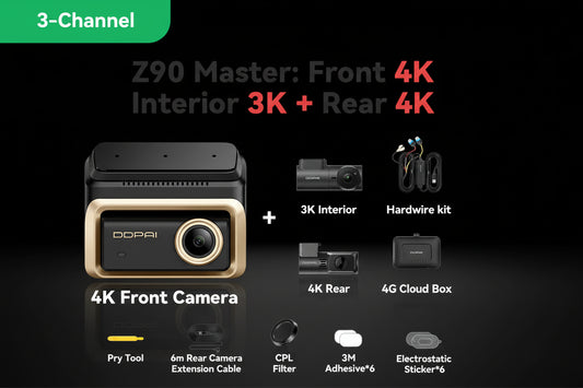 DDPAI Z90Master Dashcam Triple Caméra 4K HDR 4G – Capteur Sony STARVIS 2 IMX678, ADAS & WiFi 5GHz