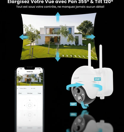 Caméra Surveillance Extérieure ieGeek 5MP WiFi Solaire 360° - Détection PIR Vision Nocturne Couleur - Autonome Sans Fil
