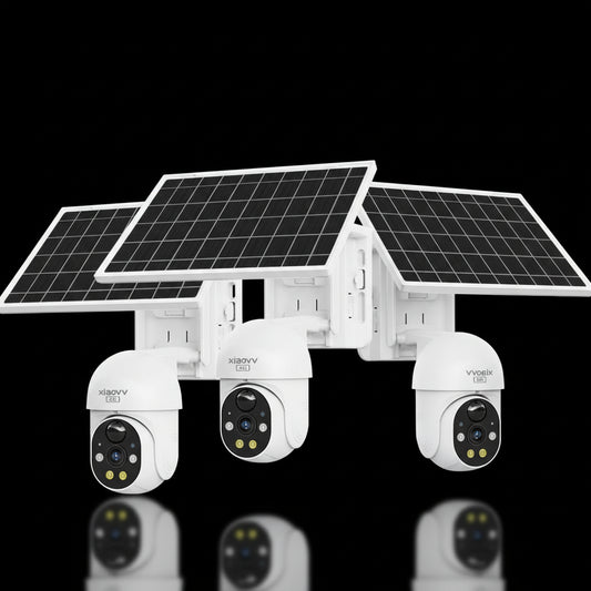 Pack 3 Caméras Solaire XIAOVV 3MP Double Objectif PTZ 360° WiFi iCsee