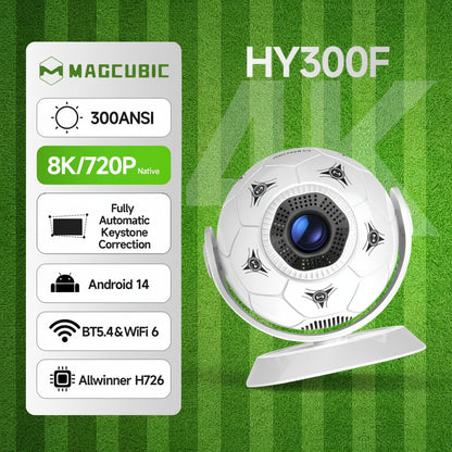 Magcubic HY300F – Vidéoprojecteur Android 14 | 300 ANSI | Wi-Fi 6 | Full HD 1280×720