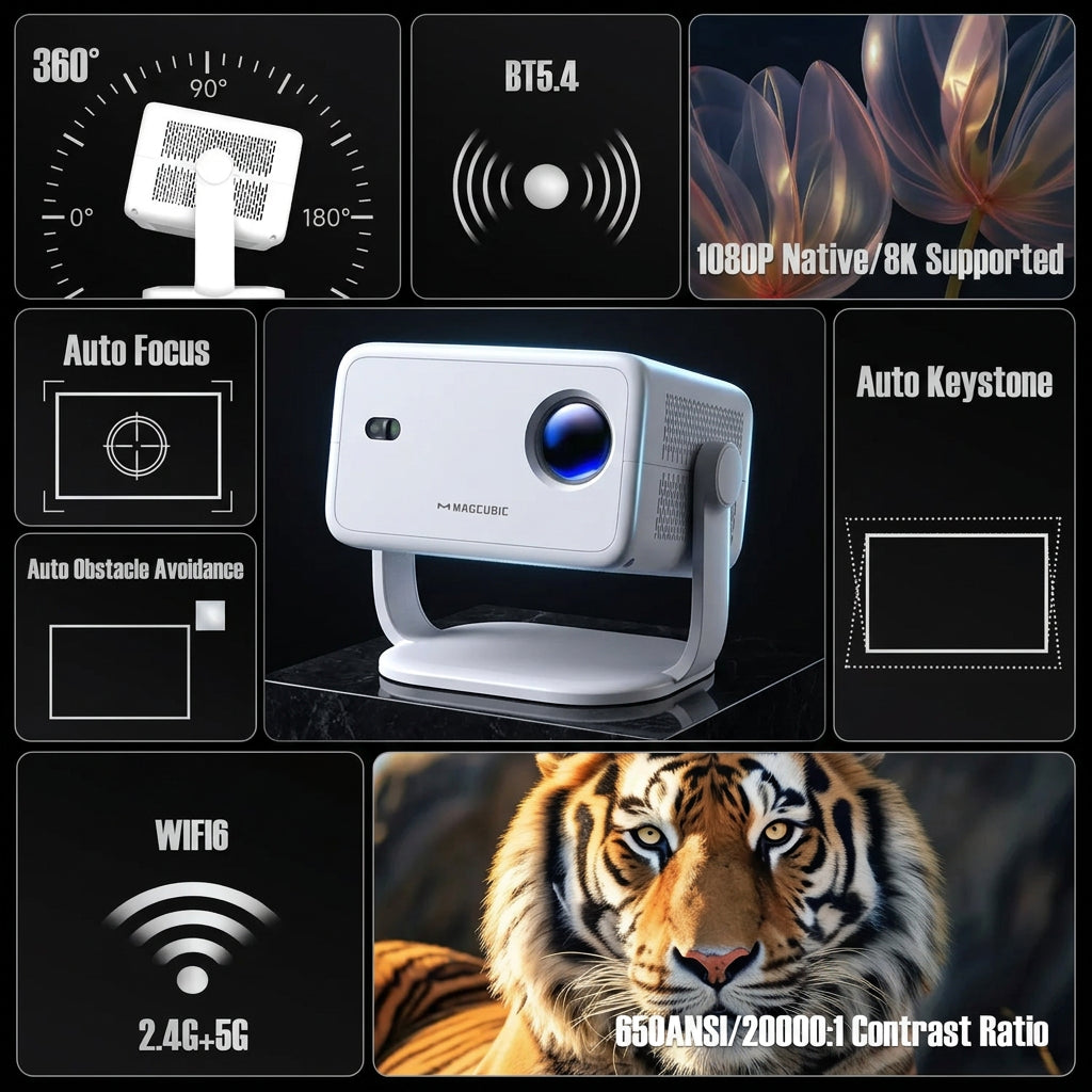 Vidéoprojecteur Magcubic L018 Blanc Full HD – 650 ANSI et Wi-Fi 6