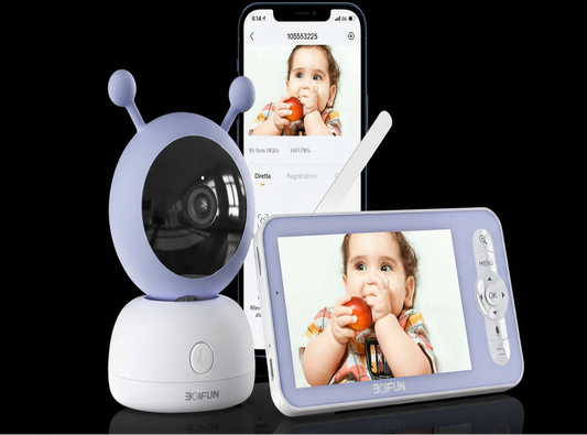Babyphone Vidéo BOIFUN 2K 5" App Mobile - Rotation 360° Suivi Auto WiFi