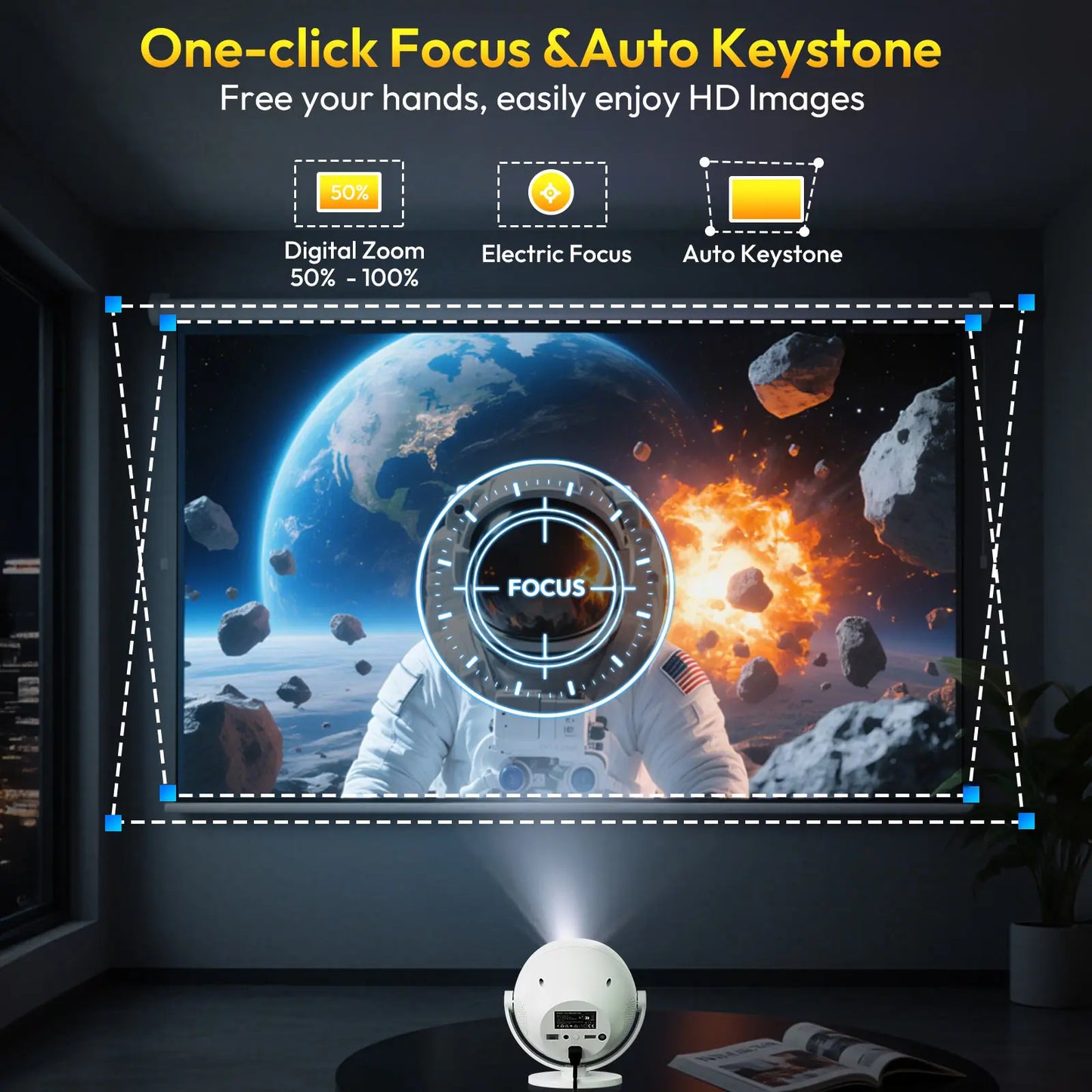 XGODY – Vidéoprojecteur Portable 4K | 400 ANSI | 720P/1080P Natif | Wi-Fi 6 | Mise au Point Électrique