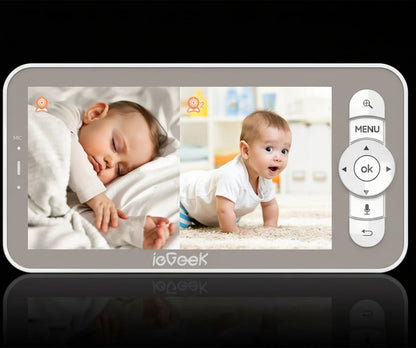 Babyphone Vidéo ieGeek 2K 2 Caméras - Écran 5" PTZ 355° Suivi Auto
