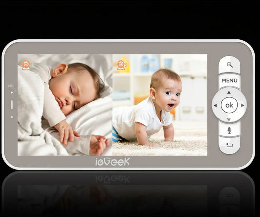 Babyphone Vidéo ieGeek 2K 2 Caméras - Écran 5" PTZ 355° Suivi Auto