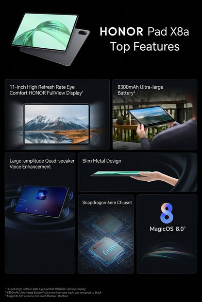 HONOR Pad X8a – Tablette 11″ 90 Hz, Wi-Fi, 4 Go / 64 Go – Gris