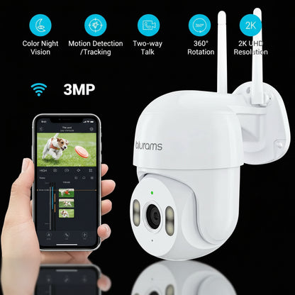 Caméra Sécurité Blurams 2K PTZ 360° Extérieure Vision Nocturne Couleur
