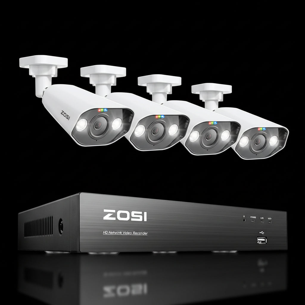 Système Surveillance ZOSI 8CH POE 4K - 4 Caméras 8MP Vision Nocturne AI 2To