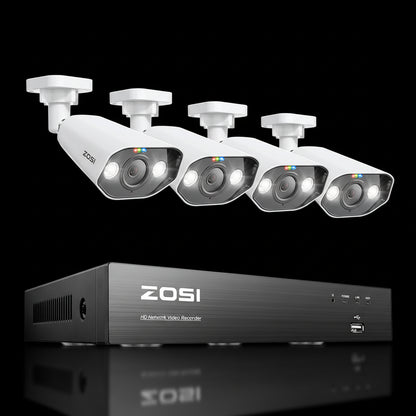 Système Surveillance ZOSI 8CH POE 4K - 4 Caméras 8MP Vision Nocturne AI 2To