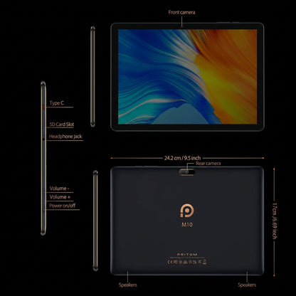 Tablette PRITOM M10 10,1″ | Android 13 Go, 64 Go, Wi-Fi