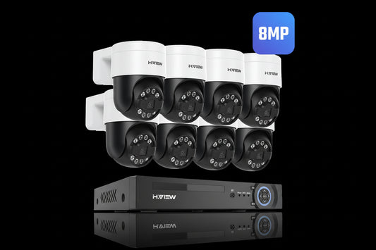 Système Surveillance H.view 8CH 4K PTZ 8MP - 8 Caméras AI Motorisées 4To