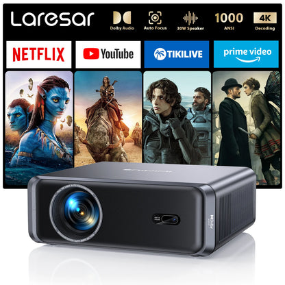 Laresar A1 – Vidéoprojecteur 4K | 1000 ANSI | 1080P Natif | Netflix Officiel | Dolby Audio | Wi-Fi 6