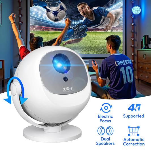 XGODY – Vidéoprojecteur Portable 4K | 400 ANSI | 720P/1080P Natif | Wi-Fi 6 | Mise au Point Électrique