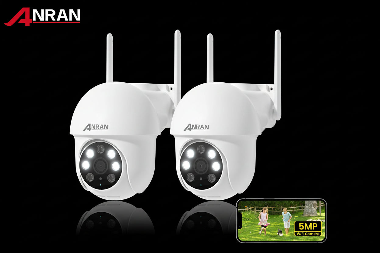 Pack 2 Caméras ANRAN 5MP WiFi 5G Enregistrement 24/7 IP66