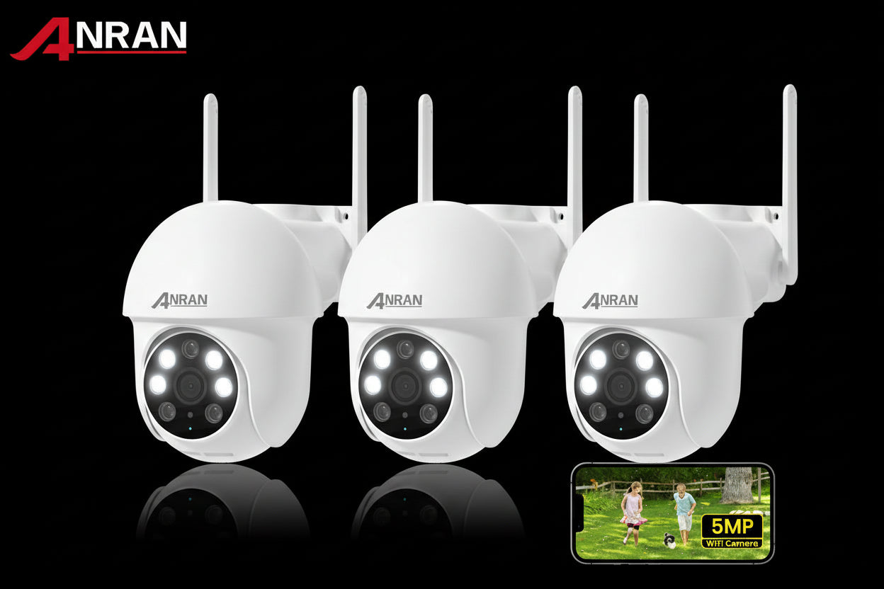 Pack 3 Caméras ANRAN 5MP WiFi 5G Enregistrement 24/7 IP66
