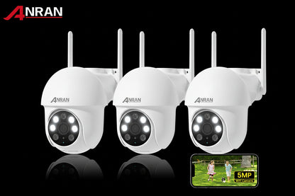 Pack 3 Caméras ANRAN 5MP WiFi 5G Enregistrement 24/7 IP66