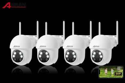 Pack 4 Caméras ANRAN 5MP WiFi 5G Enregistrement 24/7 IP66