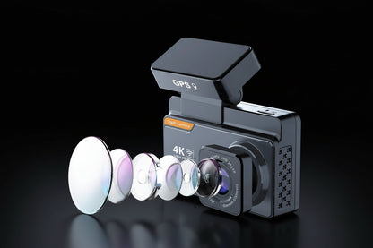 Dashcam 4K WiFi GPS E-ACE – Caméra Voiture Avant/Arrière, Vision Nocturne, Parking 24h