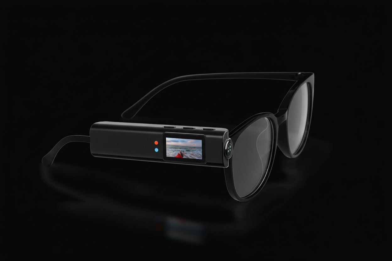 Lunettes Caméra 2.7K HD WiFi Enregistrement Vidéo Audio - Smart Glasses Contrôle APP 128Go Angle 120°