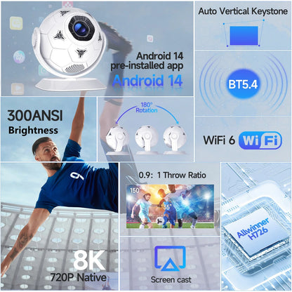 Magcubic HY300F – Vidéoprojecteur Android 14 | 300 ANSI | Wi-Fi 6 | Full HD 1280×720