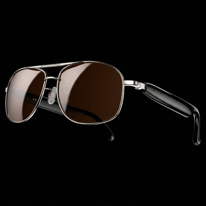 Blackview D1 Pro – Lunettes de soleil connectées argentées, verres bruns