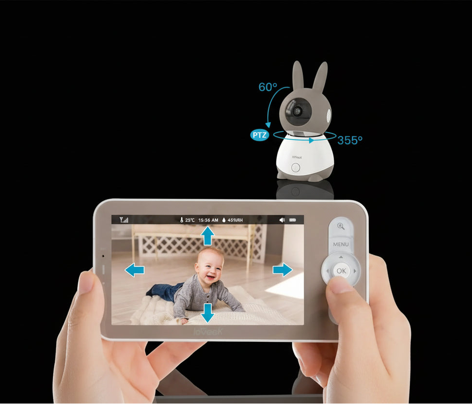 Caméra Surveillance Bébé ieGeek 2K 5" PTZ 360° - Babyphone Vidéo