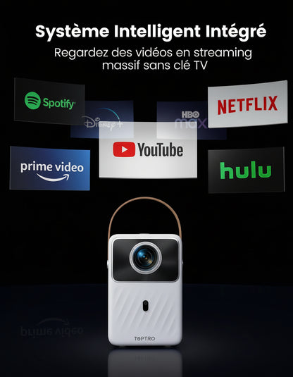 Vidéoprojecteur Portable TOPTRO Android 9.0 Full HD 1080P 380 ANSI - Batterie Intégrée 2,5h & Auto Focus Électrique