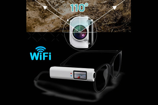 Lunettes Caméra 2.7K HD WiFi Enregistrement Vidéo Audio - Smart Glasses Contrôle APP 128Go Angle 120°