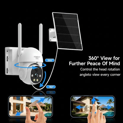 Caméra Solaire 8MP 2K WiFi PTZ Autonome IP65 Vision Nocturne