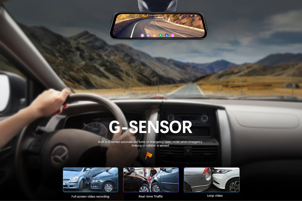 Podofo Dashcam Rétroviseur Intelligent 4K Double Objectif – Écran 9,66" avec BSD & LCA