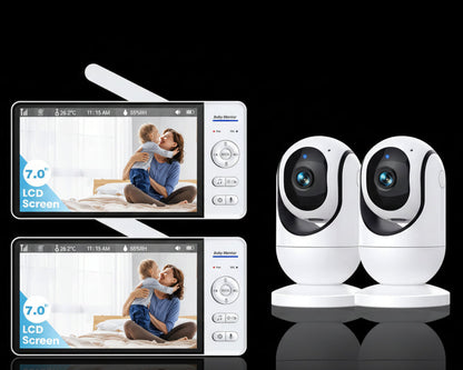 Pack 2 Babyphones Vidéo 7" Sans WiFi - Vision Nocturne Batterie 5000mAh