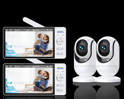 Pack 2 Babyphones Vidéo 7" Sans WiFi - Vision Nocturne Batterie 5000mAh