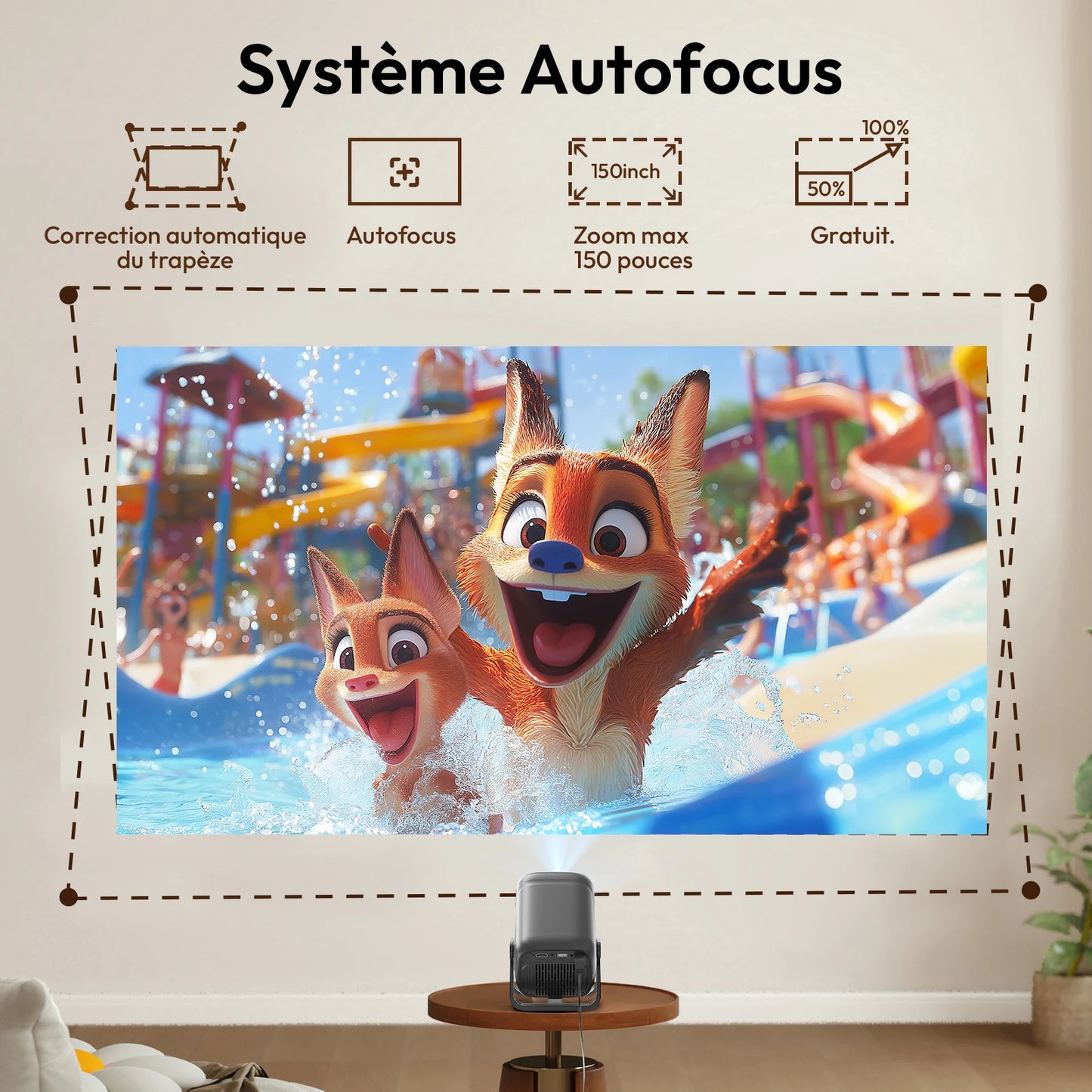 XGODY – Vidéoprojecteur 4K | 450 ANSI | Android 11 | Wi-Fi 6 | Autofocus | Home Cinéma