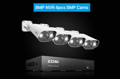 Système Surveillance ZOSI 8CH POE 4K - 4 Caméras 8MP Vision Nocturne AI 2To