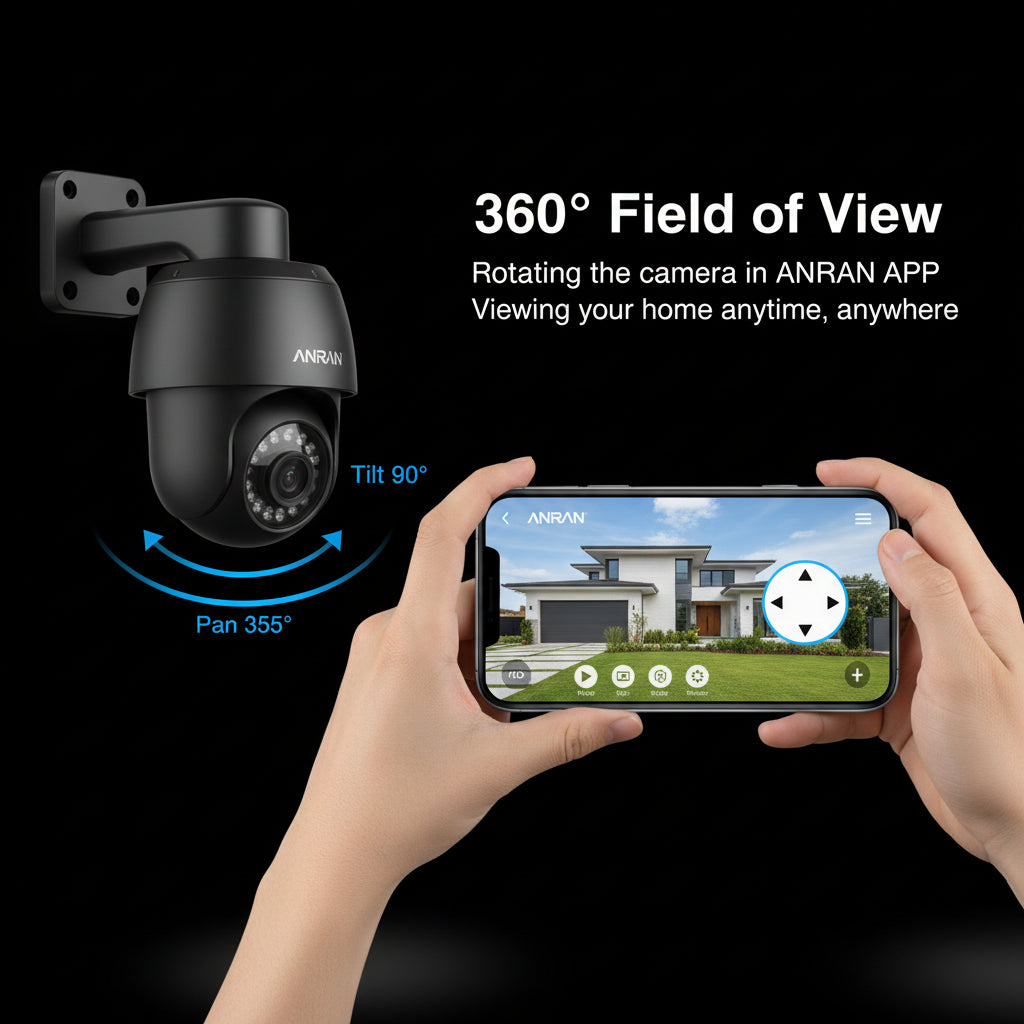 Caméra Solaire ANRAN 3MP WiFi Détection PIR Projecteur LED