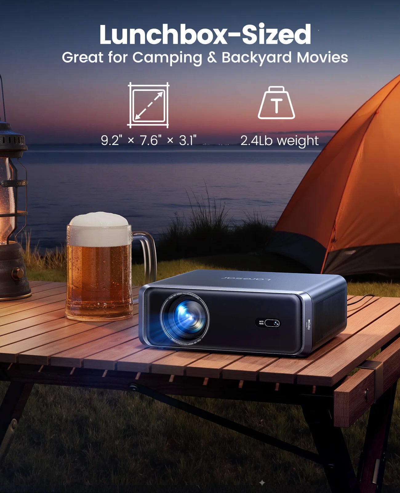 Laresar A1 – Vidéoprojecteur 4K | 1000 ANSI | 1080P Natif | Netflix Officiel | Dolby Audio | Wi-Fi 6