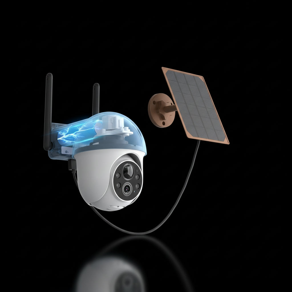 Caméra WiFi ANRAN 2K/5MP Solaire avec Batterie, Stockage Cloud Gratuit, Compatible Alexa, Détection PIR, Vision Nocturne Couleur