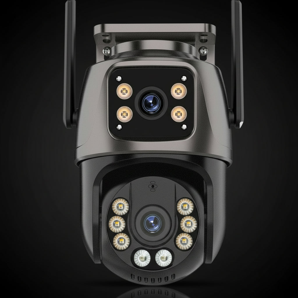 Caméra PTZ WiFi 4K 8MP Double Objectif Suivi IA 360° Carte 128Go